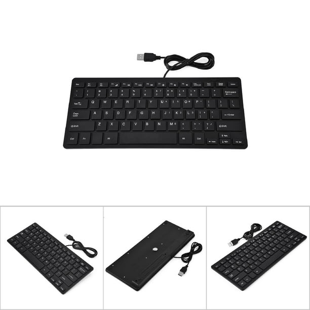 HLILOP Pequeño teclado delgado portátil delgado 78 con cable láser EE.UU.  Inglés diseño negro para PC portátil