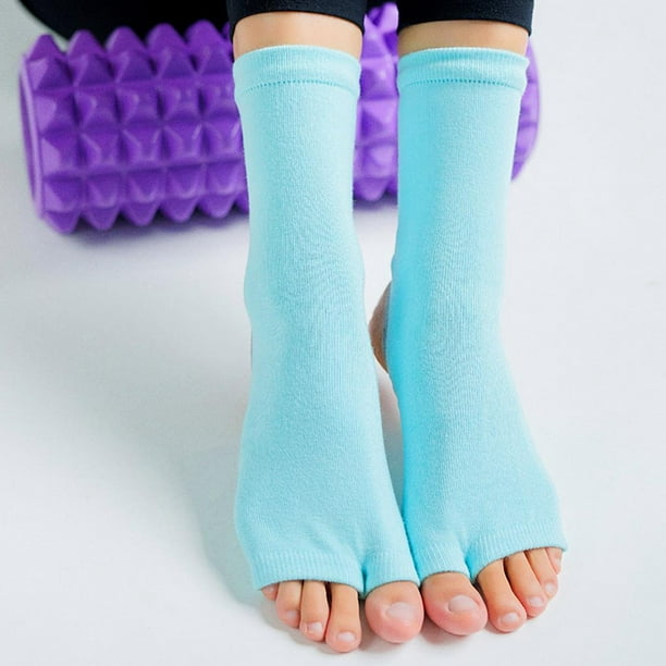 2 Pares de Calcetines de Yoga para Mujer, Sin Dedos, Antideslizantes, con  Talón de Agarre de Goma Zulema Calcetines de yoga para mujer