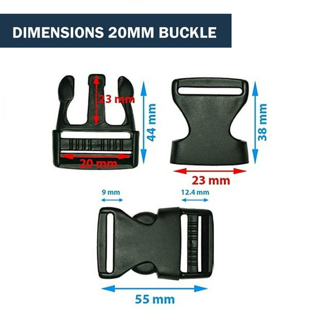 uxcell - Hebilla de plástico ajustable para cinturón de mochila, 1.496 in  de ancho, 10 unidades