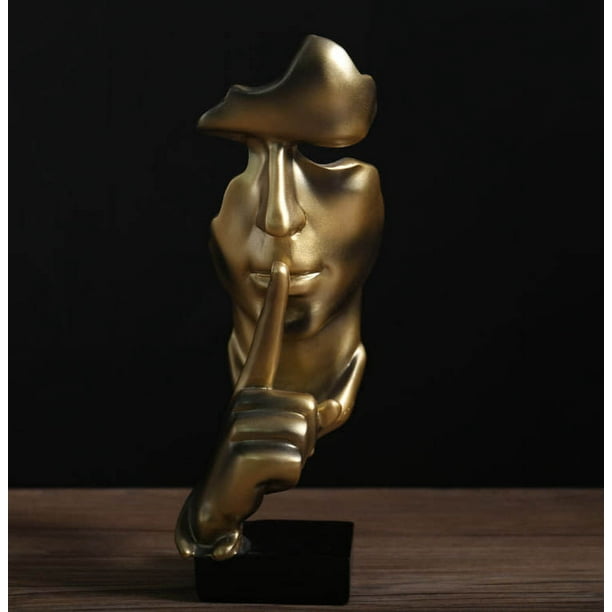 JM Estatua del pensador, figura de arte abstracto Silence is Gold