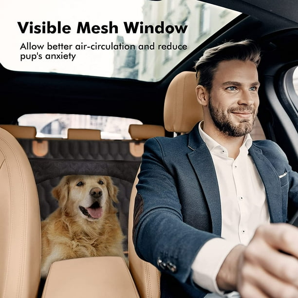 Funda de asiento de coche para perro, hamaca para asiento trasero de  automóvil con ventana de malla, resistente al agua 600D tela Oxford para  asiento