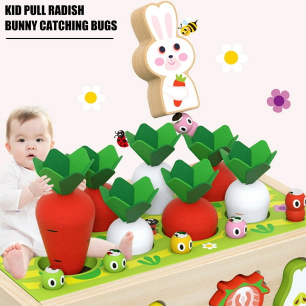 Montessori - Juguetes educativos de madera para bebés de 1, 2, 3, 4 años,  para niños y niñas de 1, 2, 3, 4 años, zanahoria, cosecha, huerto, juguete