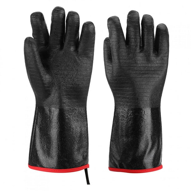 Un par de guantes de aislamiento térmico para barbacoa resistentes al  calor, de neopreno, negros, resistentes a altas temperaturas, 17 pulgadas,  color negro YUNYI BRAND Deportes