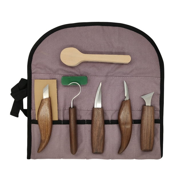 Juego de herramientas para tallar madera, kit de herramientas manuales para  tallar madera con gancho para tallar, cuchillo para tallar madera y 6
