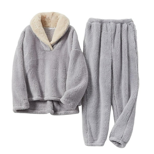 Camisón de invierno para parejas, conjunto de pijama de franela gruesa y  cálida, ropa de dormir para hombres y mujeres, cómoda de manga larga