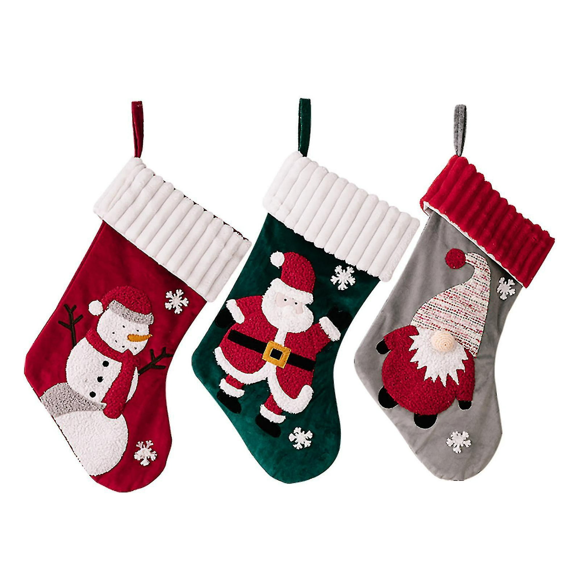 2pcs Nuevos calcetines de Navidad con luces azul Viejo Hombre de nieve  Bolsa de caramelo luminosa Regalo decorativo de Navidad