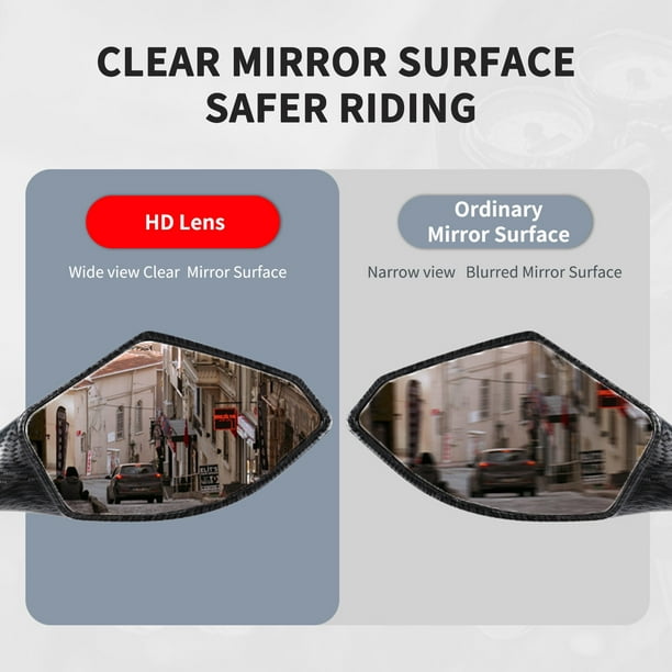 Espejos Retrovisores Moto Universales HD con Luces Espejo Plano Carbono