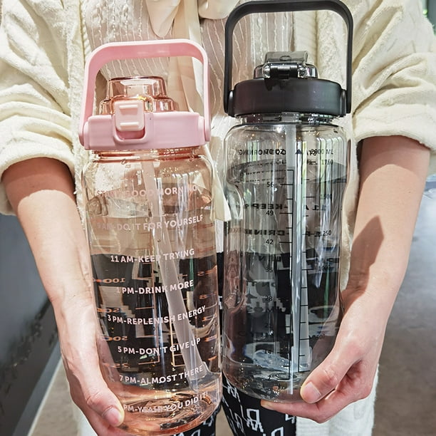 Botella de Agua Motivacional de 2,2 Litros con Marcas de Tiempo Y Botella  de Agua de Medio Galón a Prueba de Jarra de Agua Grande Reutili A Baoblaze