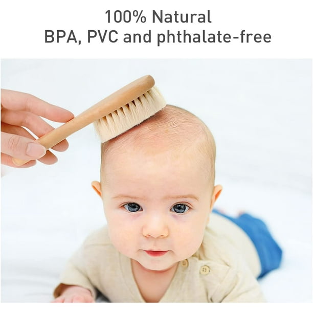 Cepillo de pelo de madera para bebés recién nacidos y niños pequeños Cepillo  de pelo de cerdas de cabra suave natural Regalo de registro de bebé  perfecto para cuna 1 pieza 15 *