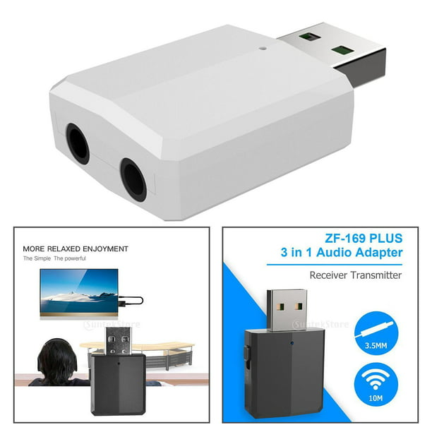 3 en 1 Transmisores USB Bluetooth 5.0 Receptor, Adaptador de Audio Estéreos  ámbrico para Auriculares Bluetooth para TV, Macarena Adaptador USB Bluetooth