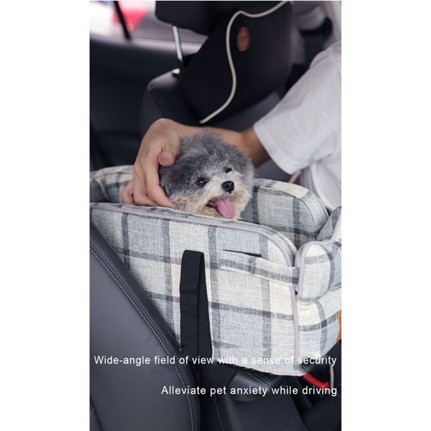 Asiento de coche plegable portátil para perros pequeños, asientos  elevadores para mascotas, cachorros y gatos, consola central, asiento de  automóvil