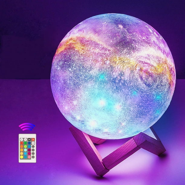 Lámpara de luna 3D, 16 colores, luz LED, lámpara de espacio lunar, 15 cm de  diámetro, recargable por USB con control remoto, luz nocturna para  dormitorio, regalo, decoración JAMW Sencillez