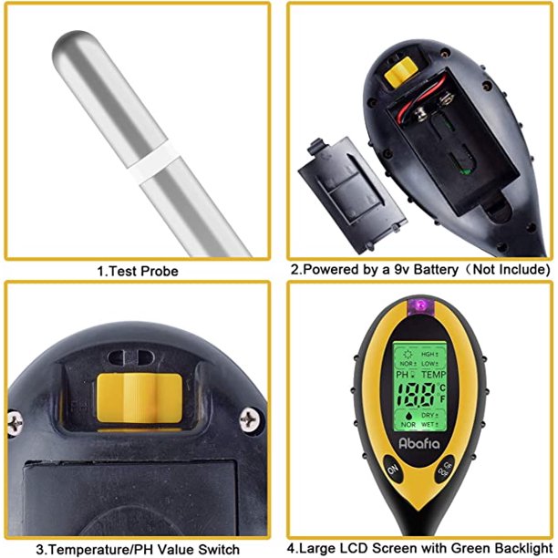 Kit de prueba de suelo para medidor de humedad, pH y luz solar, probador de  suelo 3 en 1 para plantas, verduras, jardín, césped, granja, uso en