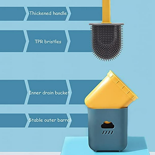 Mini escobilla de baño con soporte, accesorio de limpieza de inodoro de  silicona negra de mango
