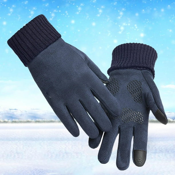 Guantes de invierno para hombre de piel sintética, cálidos, de lana,  resistentes al viento y al frío, antideslizantes, pantalla táctil,  conducción al