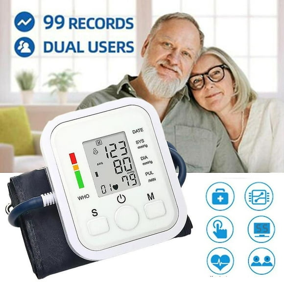 máquina de monitor de presión arterial automática digital con brazalete grande ajustable en la parte superior del brazo para medir la frecuencia cardíaca