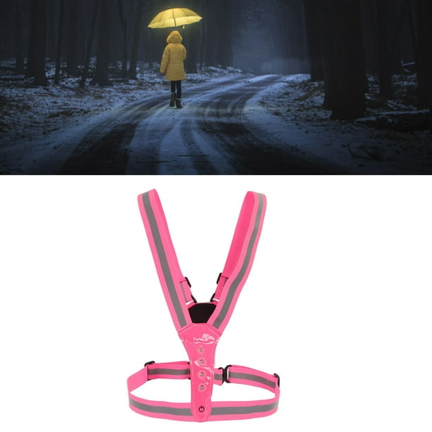 Chaleco reflectante LED elástico de alta visibilidad impermeable  transpirable iluminado chaleco de seguridad deportivo para correr ciclismo  rosa