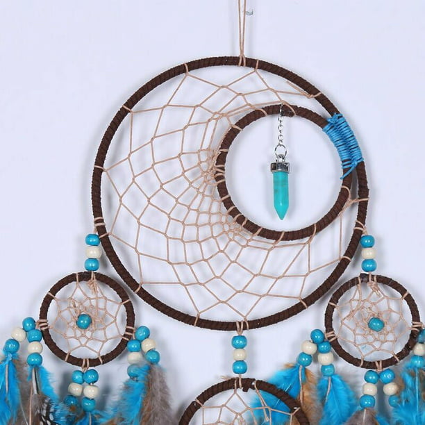 Atrapasueños grande de estilo nativo americano para dormitorio, decoración  colgante de pared, adornos para manualidades (azul claro)