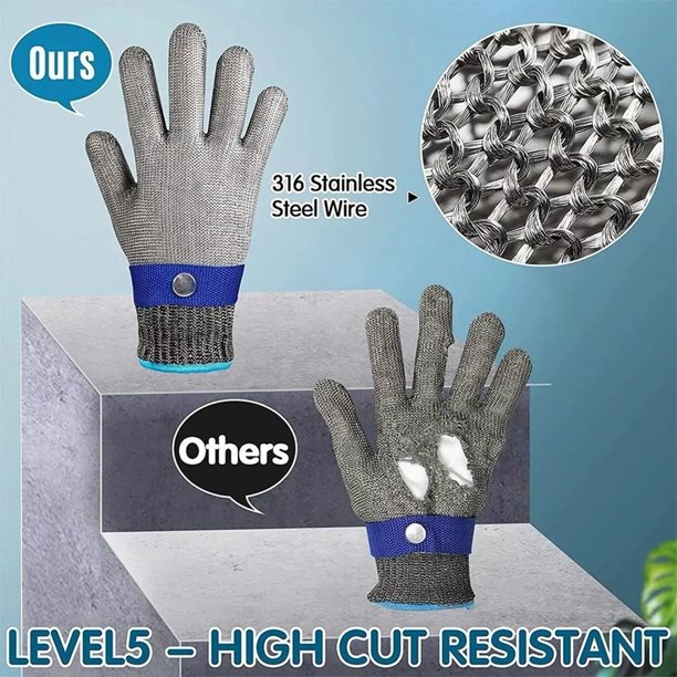 Guantes anticorte guantes de trabajo resistentes a los arañazos fuerte  larga vida útil alambre de acero inoxidable 2 uds para cocina ANGGREK Otros