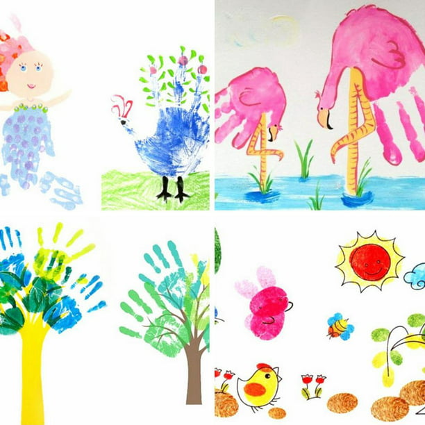 9 piezas de pintura de dedos para niños imprime almohadilla de tinta]  estampado de tela de papel par Baoblaze Sello de almohadilla de tinta para  pintar con los dedos