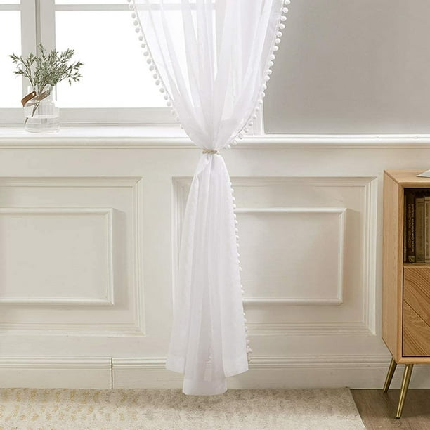 Cortinas blancas semitransparentes para sala de estar, dormitorio, lino  rico con textura de lino, cortinas de privacidad para ventana de privacidad