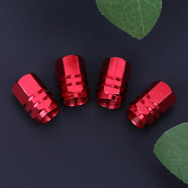 Tapones de Aluminio Rojos para Válvula de Neumático de Coche (4