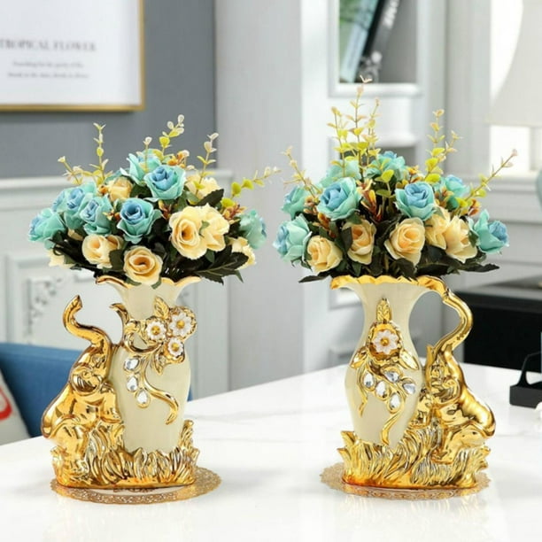 Jarrones de flores grandes elegantes para decoración del hogar, jarrones  chinos de vidrio grandes retro europeos, jarrones chinos, jarrón de cristal
