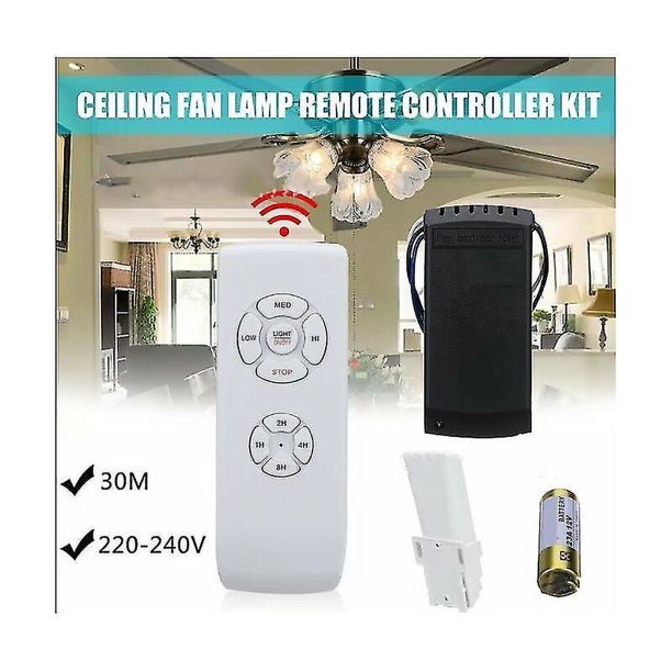 QIACHIP Kit de control remoto inalámbrico universal para ventilador de  techo con 3 velocidades y 4 ajustes de temporización, lámpara colgante con