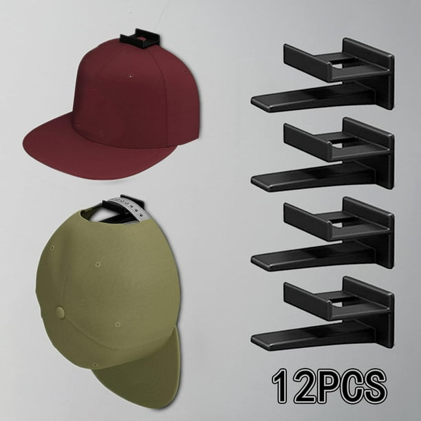 Organizador de gorras de pared para sombreros, paquete de 2 soportes de  exhibición para sombreros de béisbol con 24 ganchos de metal desmontables
