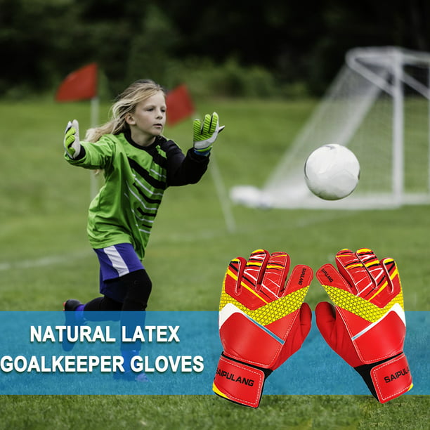 Guantes de fútbol para niños Accesorios deportivos de PU elásticos  ajustables (7 rojo) Likrtyny