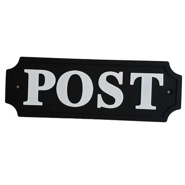 Placa de puerta, fondo negro con señalización de POST con fuente blanca,  letrero personalizado con el nombre de la puerta para decoración de buzones  Macarena Placa de pared con cartel de buzón