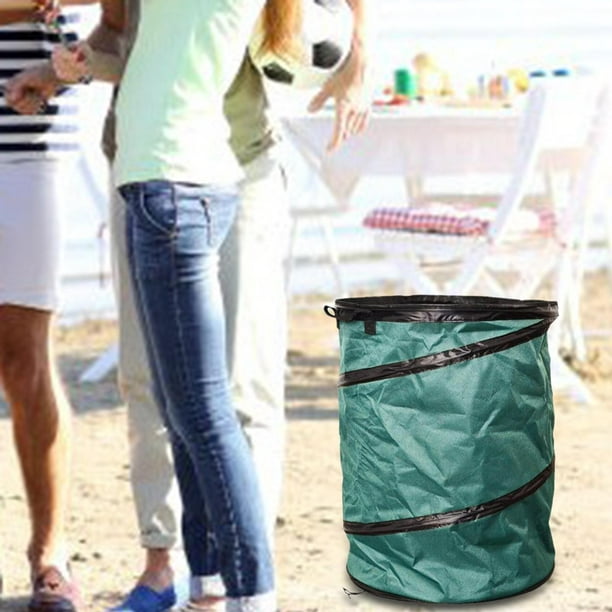 Cubo de basura para , cesto de ropa sucia reutilizable plegable, 13 galones  con tapa con cremallera, shamjiam bote de basura al aire libre