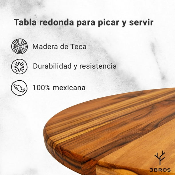 TABLA DE MADERA TECA REDONDA PARA PICAR/SERVIR