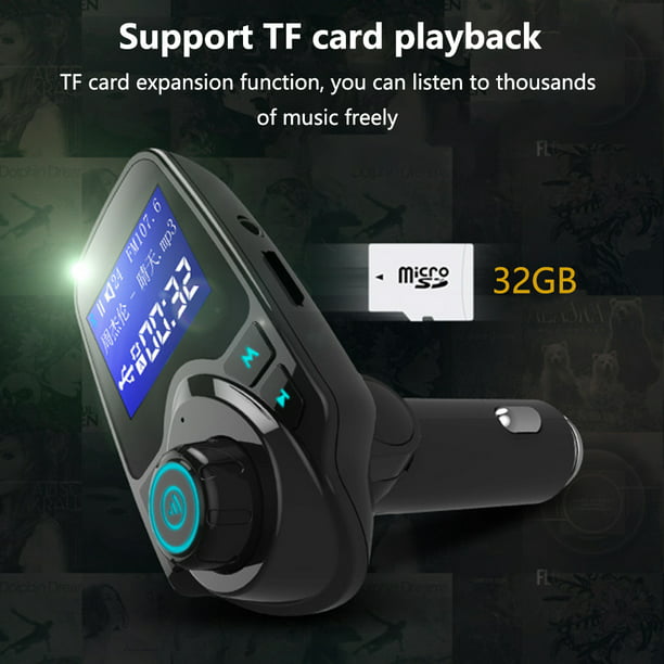 T11 transmisor FM inalámbrico Bluetooth Kit manos libres coche reproductor  MP3 adaptador Bluetooth inalámbrico con doble puerto USB kit coche