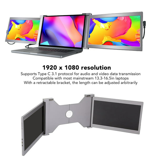 Extensor de pantalla de monitor extendido portátil dual para portátil,  compatible con Mac PC HD 1080P IPS de 13 a 17 pulgadas (11,6 pulgadas) :  : Electrónicos