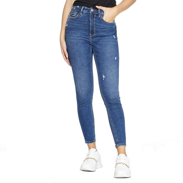 Jeans Para Mujer Corte Skinny Levanta Pompas Rasgado Stone Casual