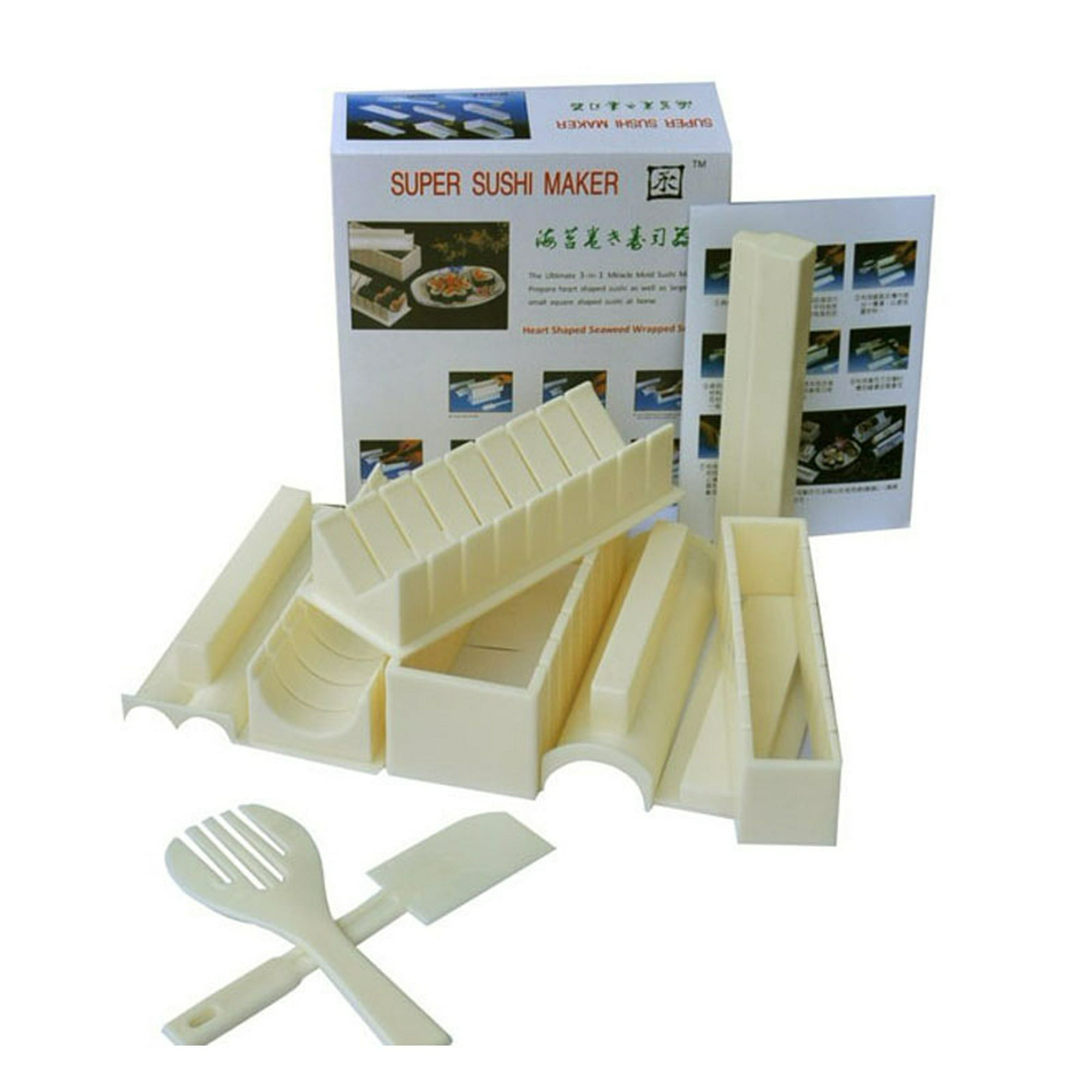 TIMDAM Kit de fabricación de sushi, kit de 12 piezas para hacer sushi,  prensa de moldes de sushi con formas de molde de arroz para sushi, kit de