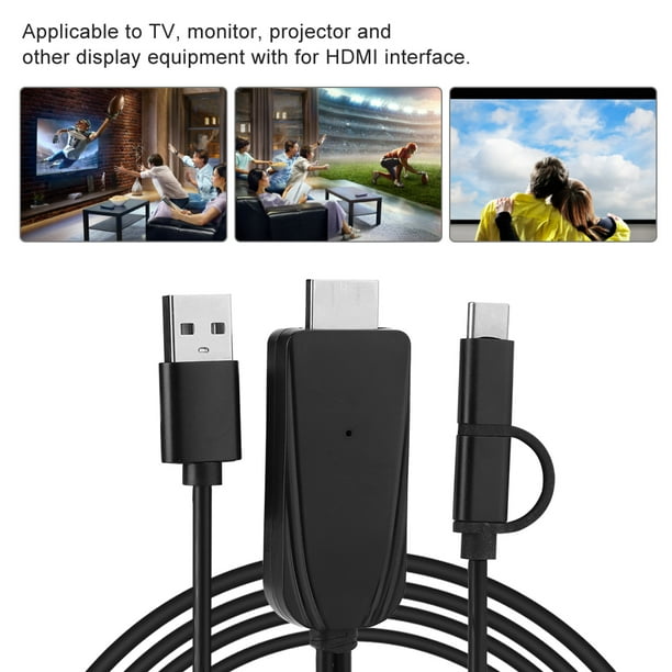Vbestlife Cable de teléfono móvil a TV 1080P USB, adaptador tipo C a HDMI,  espejo de pantalla de teléfono móvil a TV, proyector, adaptador de monitor