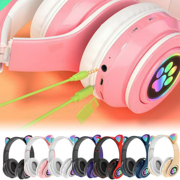 Auriculares inalámbricos con luz de Flash para niños, Audífonos Bluetooth  con micrófono, auriculares estéreo para juegos