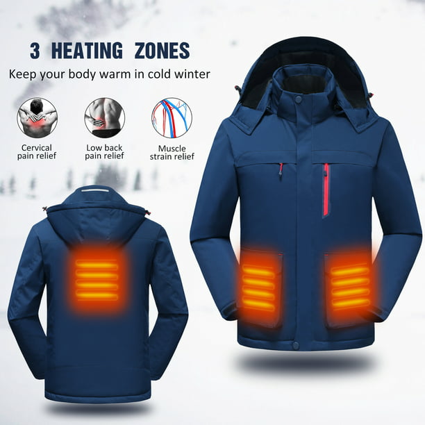 Chaqueta térmica para hombre con capucha desmontable Abrigo de chaqueta  térmica cálida de invierno al aire libre con 4 zonas de calefacción