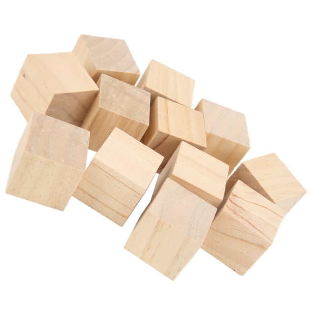 Juego de 15 bloques de madera grandes – Cubos cuadrados de madera natural  de 2 pulgadas – con superficie lisa lijada para bloques de fotos