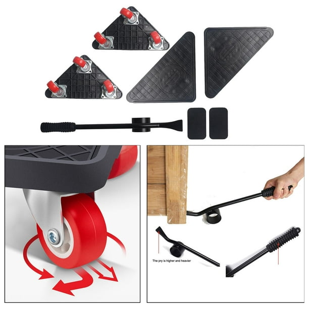  Deslizadores de ruedas para muebles grandes fáciles de usar -  Juego de herramientas de elevación y mudanza de electrodomésticos -  Herramientas de movimiento de rodillos resistentes para el hogar y la 