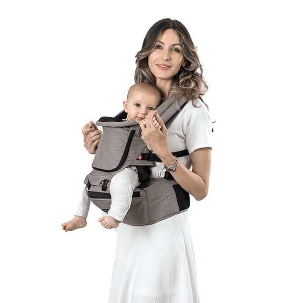 Canguro para Bebe, Rebozo para Cargar Bebe, Porteo Ergonomico para Bebe,  Transpirable y Ajustable, Multifuncional y