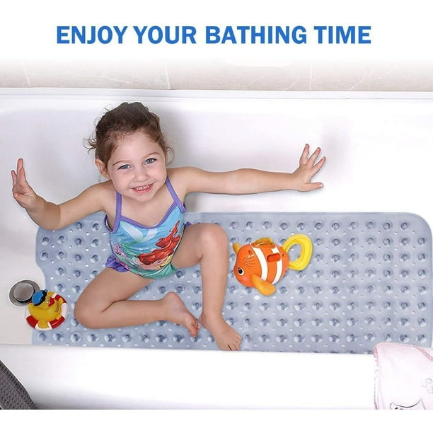 JM Alfombrilla de bañera para niños Alfombrilla de baño antideslizante para  bebés Alfombrilla de ducha antideslizante extra larga de 100 x 40 cm con  ventosas y orificios de drenaje, lavable a máquina (