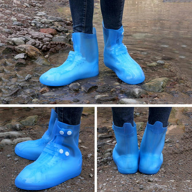 Cubrezapatos impermeables para la lluvia y la nieve Cubrezapatos con suela  gruesa plegable Azul XL Colcomx Cubre zapatos impermeables