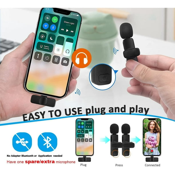 Micrófono para teléfono inteligente, micrófono de solapa Lavalier Micrófono  de audio y video para grabación de , entrevista