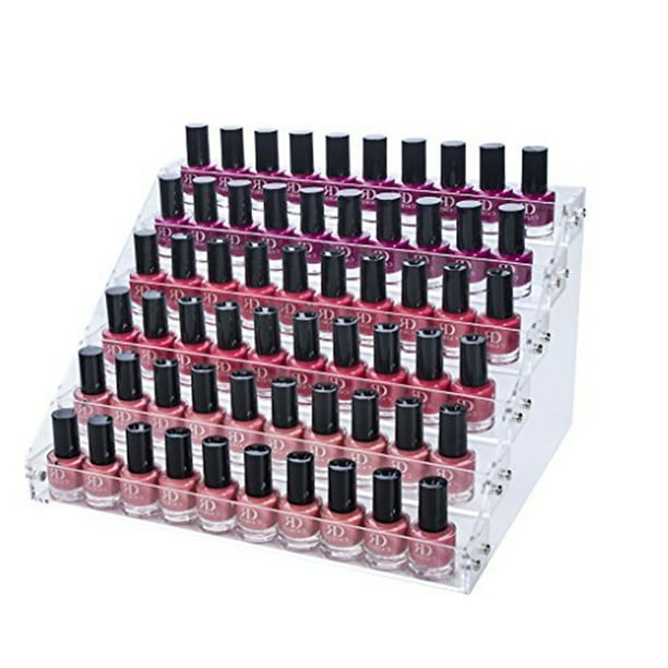 Organizador de esmaltes de uñas de plástico acrílico transparente de 5  niveles, soporte para lápiz labial, soportes de exhibición de aceites