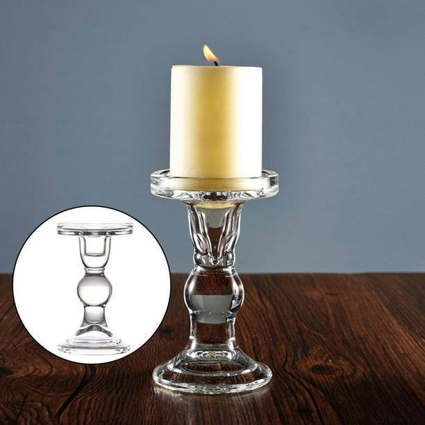 Portavelas de cristal de estilo europeo para adornos de velas de pilar  exquisito juego de portavelas de boda