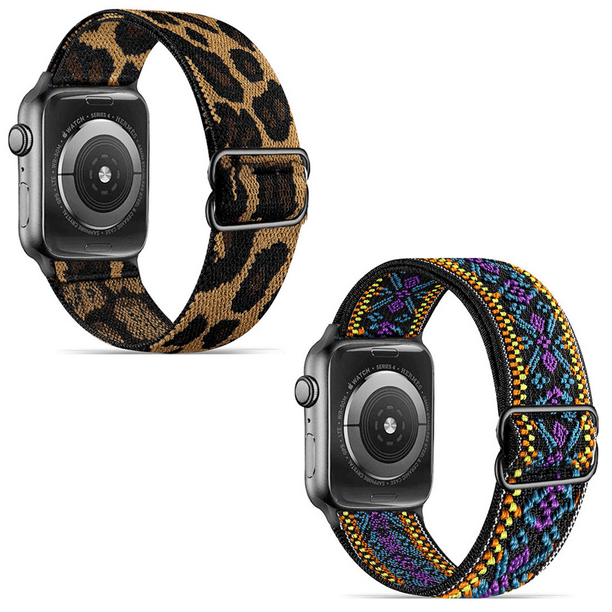 Lot de 2 bracelets élastiques réglables compatibles avec Apple