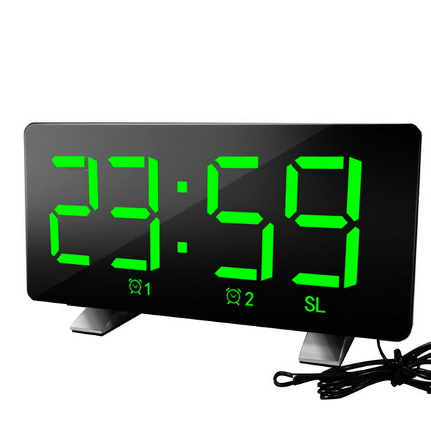 Reloj de mesa digital Radio FM Modo de repetición Dormitorio Hotel Pantalla  LED Reloj despertador con puerto USB, Pantalla verde Inevent EL3017-03B